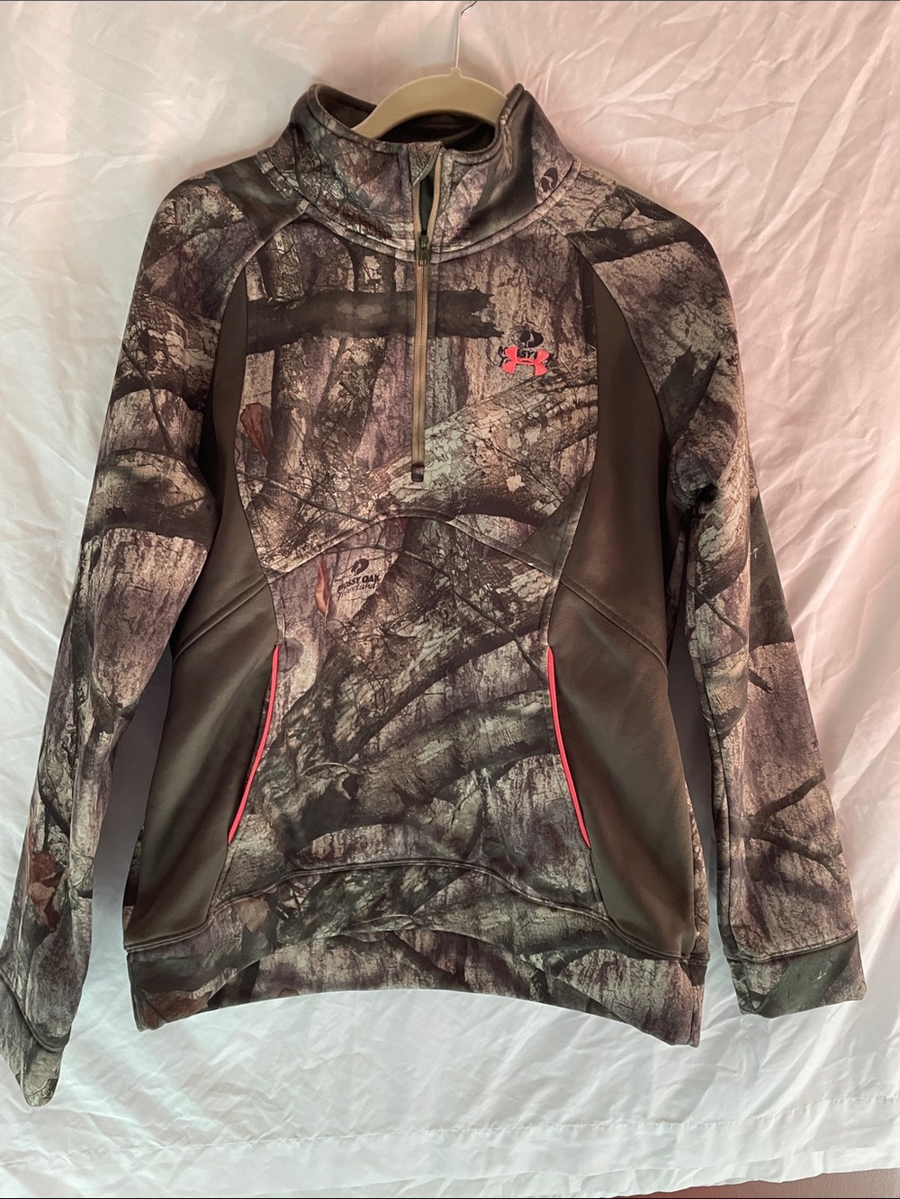 Under Armour Mossy Oak Camo Half-Zip Pullover with Pink Accents